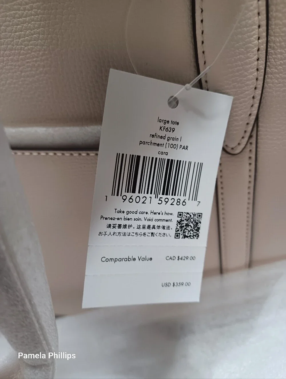 kate spade Cream Leather Tote with Front Pocket